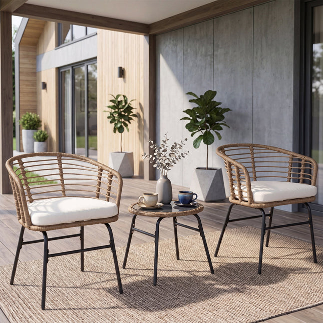 3-Piece Patio Conversation Set with Cushions