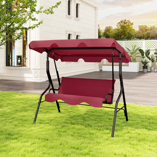 3-Seat Porch Swing with Canopy and Cushions