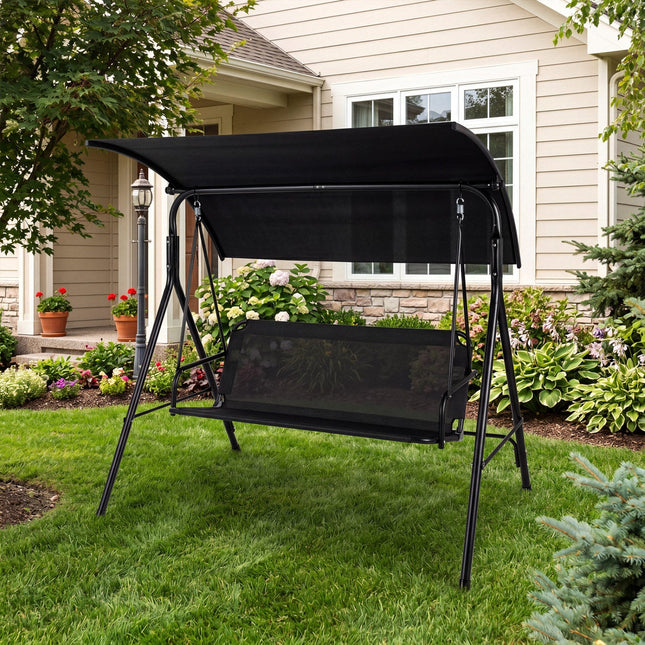 3-Seat Patio Swing Chair with Adjustable Canopy - 800 lbs