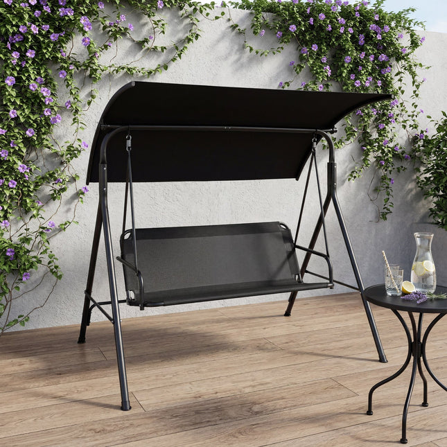 3-Seat Patio Swing Chair with Adjustable Canopy - 800 lbs