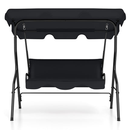 3 Seat Outdoor Patio Canopy Swing with Cushioned Steel Frame-Blue