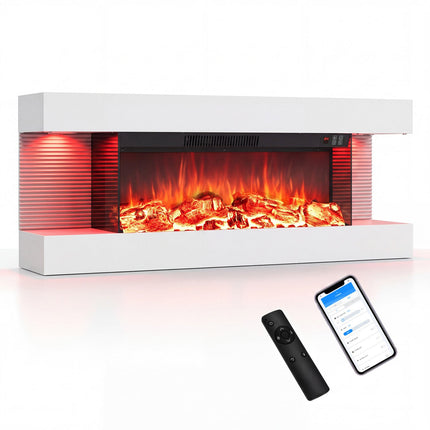 40" Wall Mount Electric Fireplace with WiFi & Floating Mantel