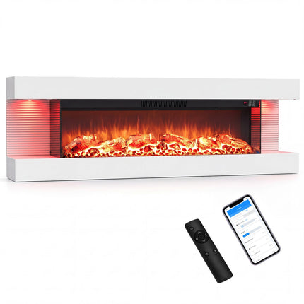 40" Wall Mount Electric Fireplace with WiFi & Floating Mantel
