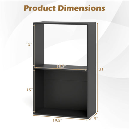 3-Tier Bookshelf with Open Storage Compartments