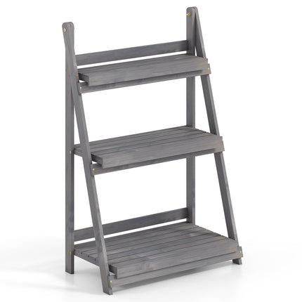 3-Tier Foldable Plant Stand with Slatted Shelves