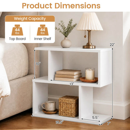3-Tier Geometric Bookshelf Set of 2 - S-Shape Display Shelf
