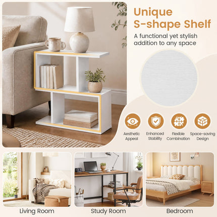 3-Tier Geometric Bookshelf Set of 2 - S-Shape Display Shelf