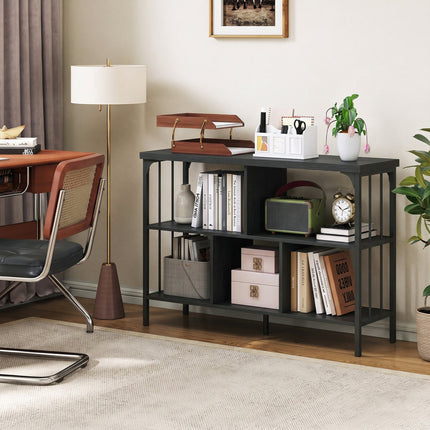 3-Tier Horizontal Cubby Bookshelf with Open Shelves