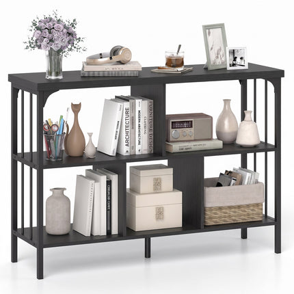 3-Tier Horizontal Cubby Bookshelf with Open Shelves