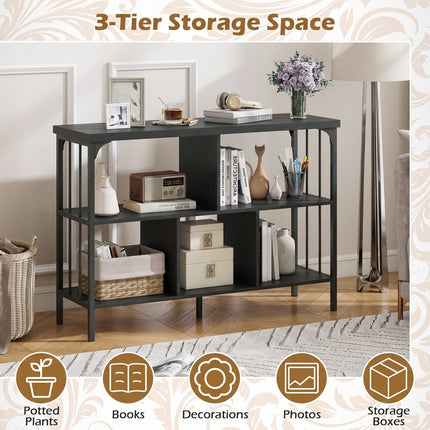 3-Tier Horizontal Cubby Bookshelf with Open Shelves