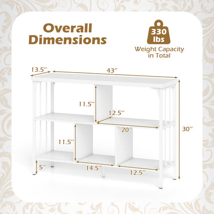 3-Tier Horizontal Cubby Bookshelf with Open Shelves