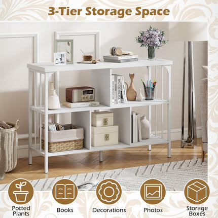 3-Tier Horizontal Cubby Bookshelf with Open Shelves