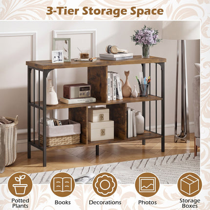 3-Tier Horizontal Cubby Bookshelf with Open Shelves