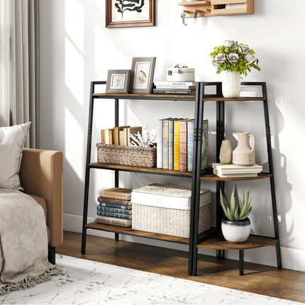 3-Tier Ladder Shelf and Corner Shelf Set with Metal Frame