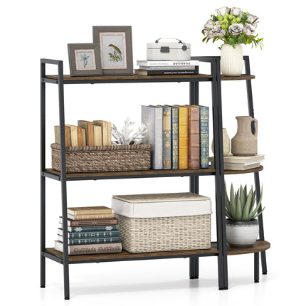3-Tier Ladder Shelf and Corner Shelf Set with Metal Frame
