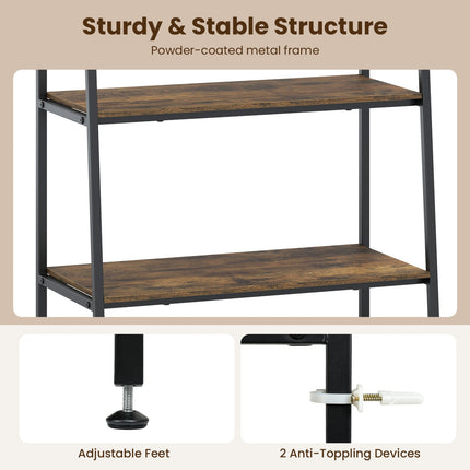 3-Tier Ladder Shelf and Corner Shelf Set with Metal Frame