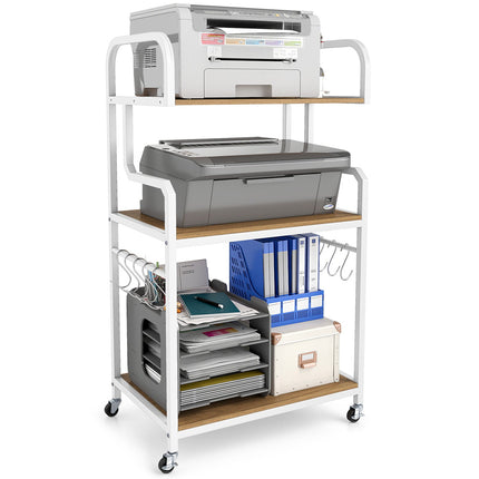 3-Tier Rolling Printer Stand Home Office Large Printer Cart with Storage Shelves