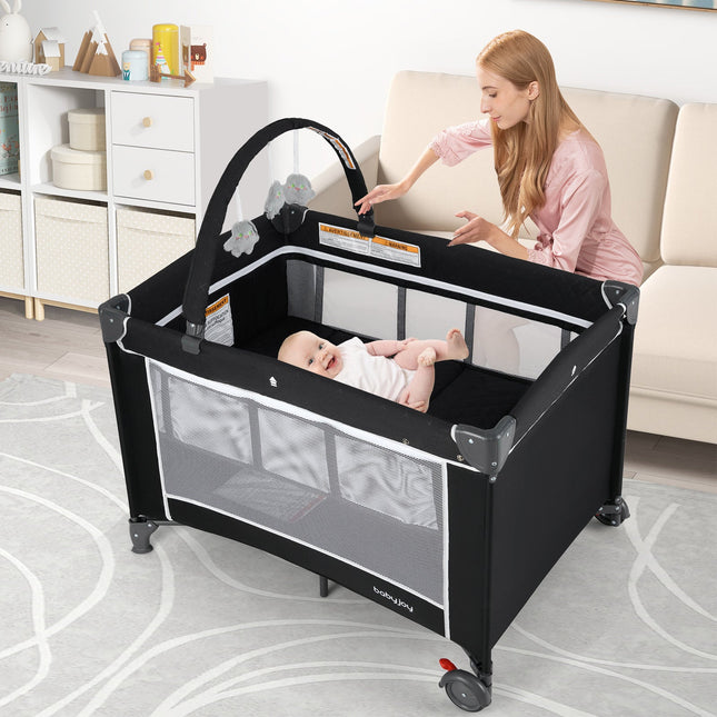 3-in-1 Portable Baby Crib and Playpen with Changing Table