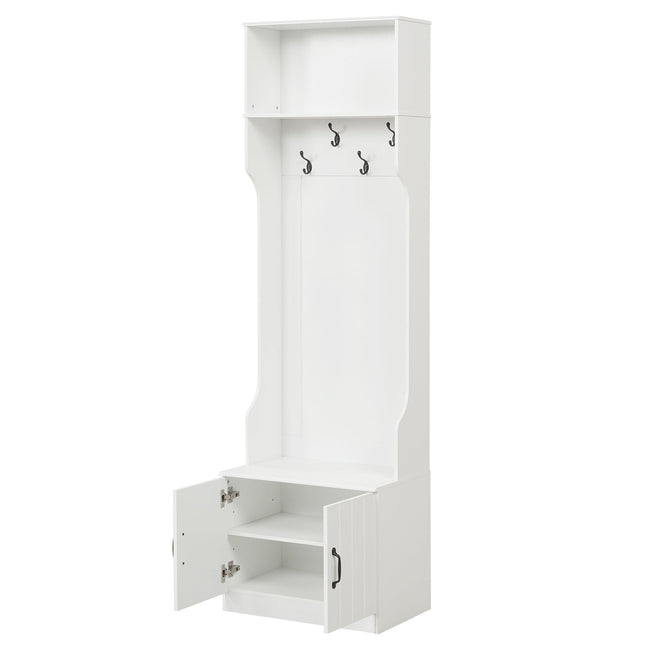 3-in-1 Hall Tree with Bench and Storage 23.5‚Äù Wide Mudroom Storage-WHite