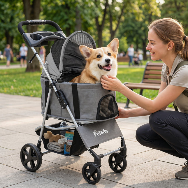 3-in-1 Foldable Pet Stroller for Small to Medium Dogs