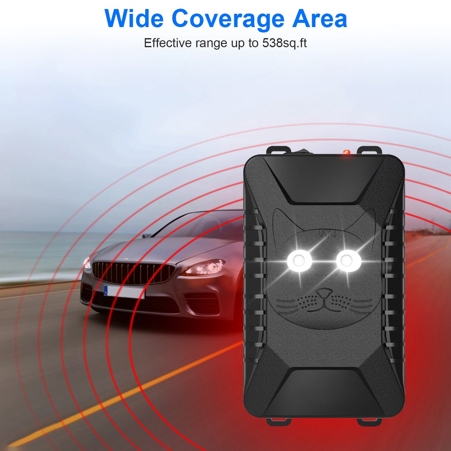 2 Packs Under Hood Ultrasonic Rodent Repellent Mouse Wildcat Control Portable Rodent Chaser with 3 Power Supplies for Car Home Garage