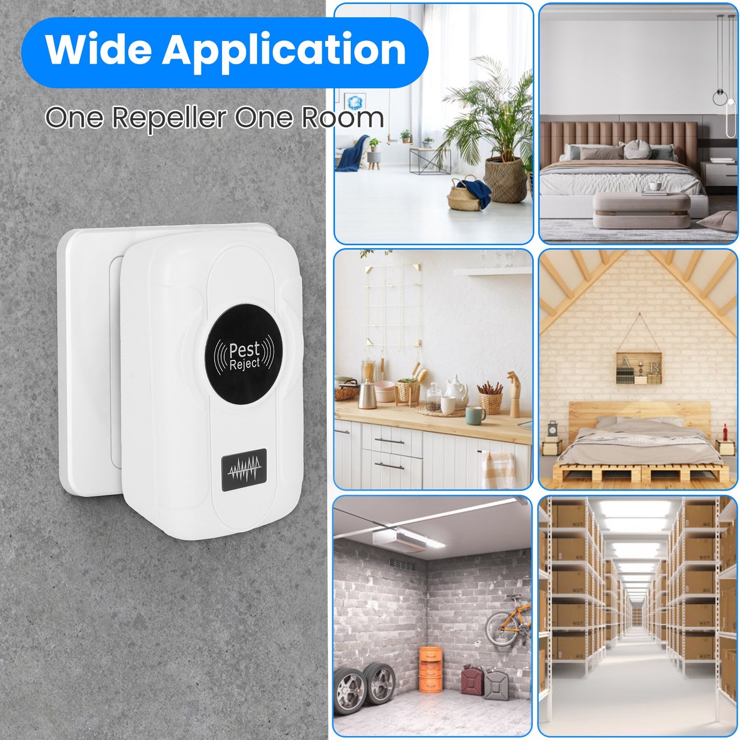 6-Pack Ultrasonic Pest Repellent – Plug-In Bug & Rodent Control with 3 Modes