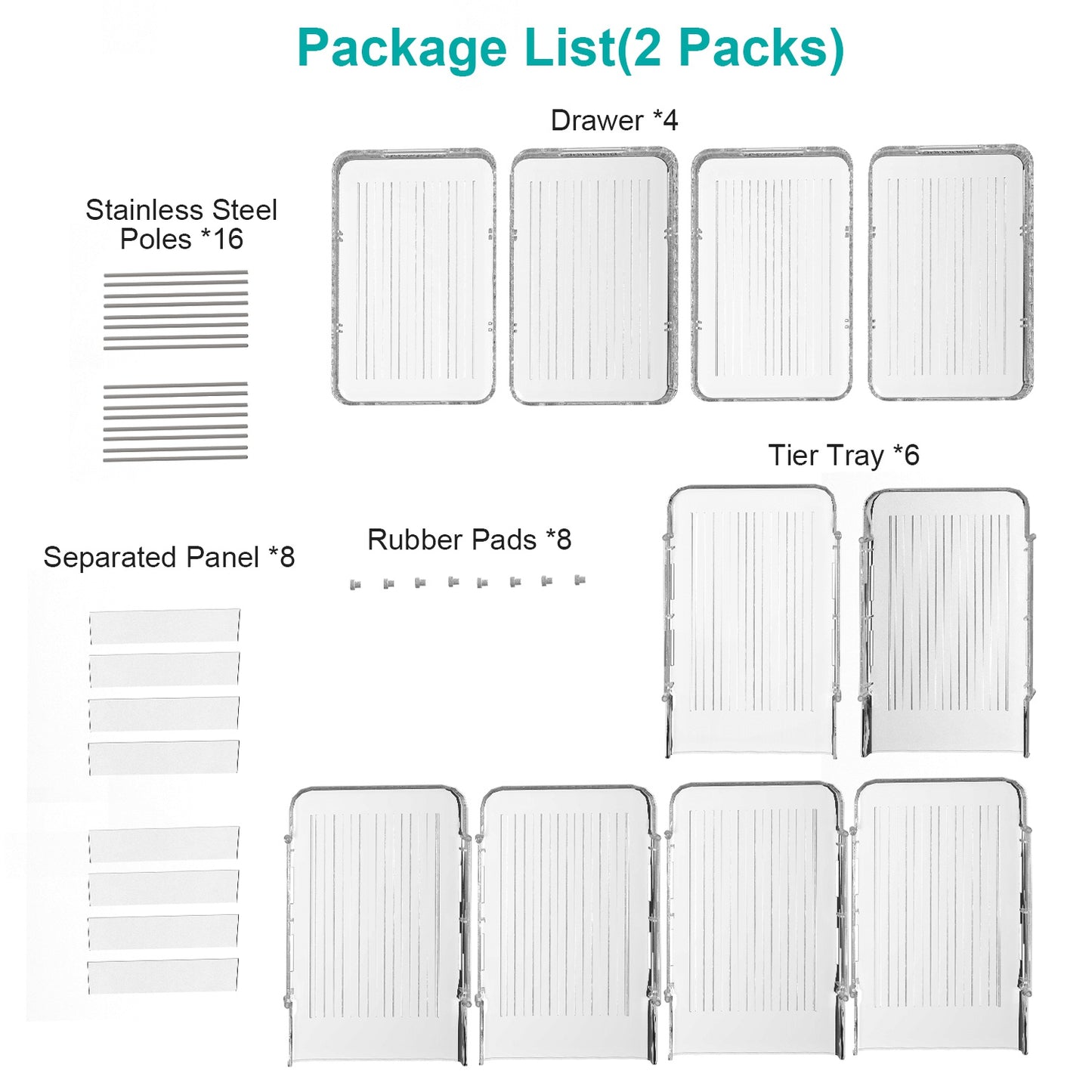 2 Packs 3 Tier Clear Bathroom Organizer with Drawers Dividers Pull-Out Pantry Organization Medicine Bins Slide-Out Storage Container Beauty Cabinet