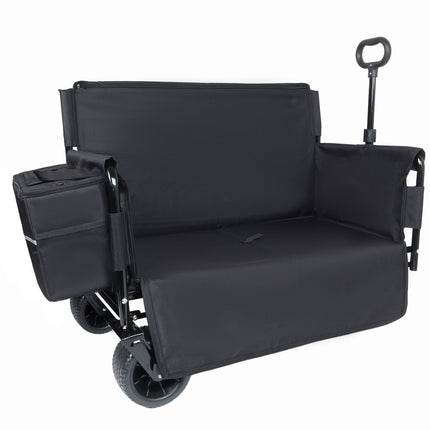 Folding Wagon Cart with Bench Seat – 500lb Capacity, 180L