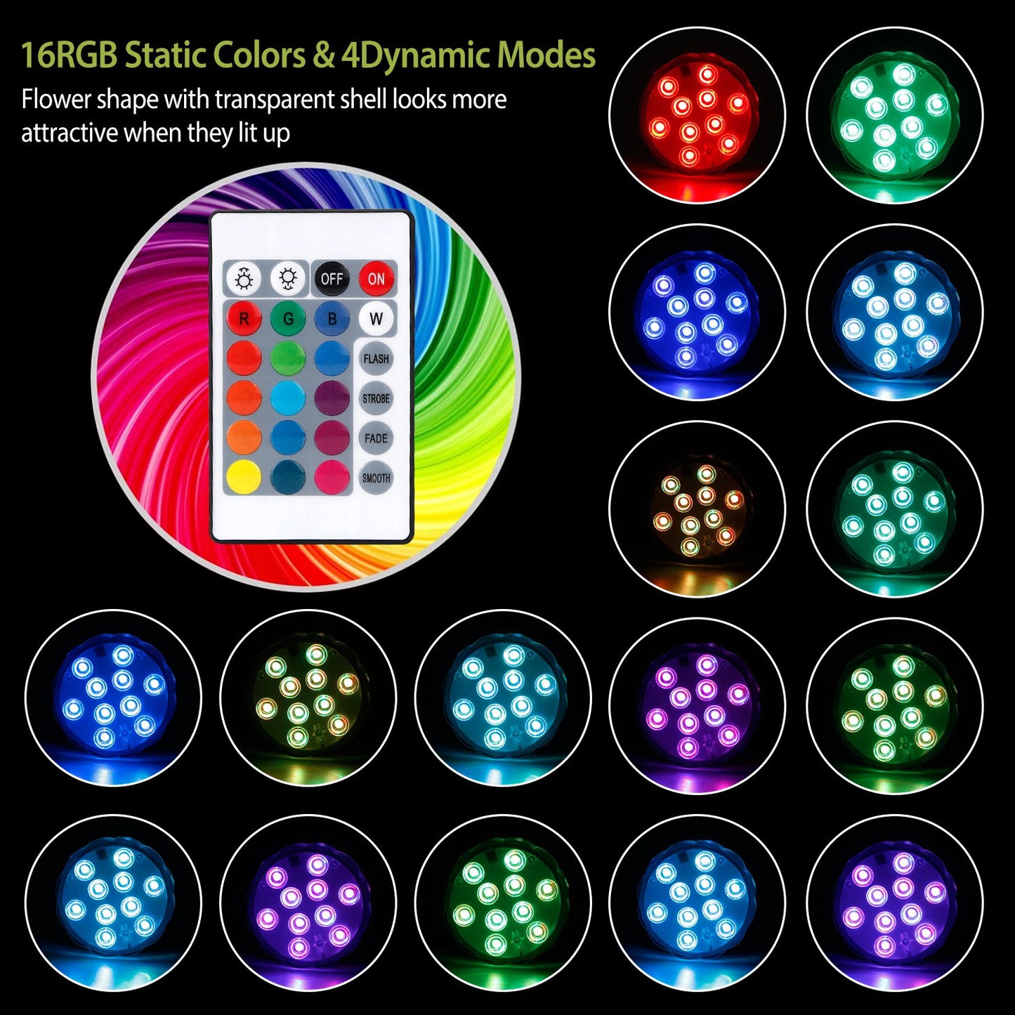 4Pcs Submersible RGB LED Lights IP68 Waterproof Underwater Color Changing Lamps Remote Control Battery Operated Floral Light For Vase Fountain Aquariu