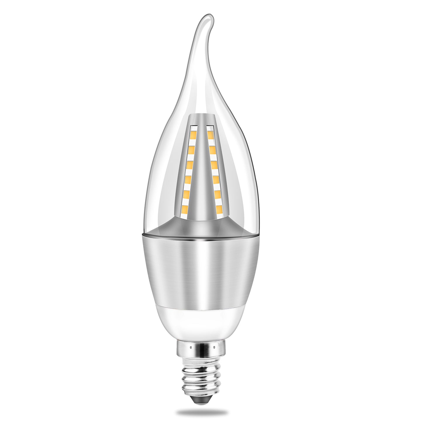 4pcs 5W E12 Candelabra Bulbs 600 LM 50W Equivalent Candle Flame Tip Light Bulb 6500K Cold White Non-Dimmable Lamp