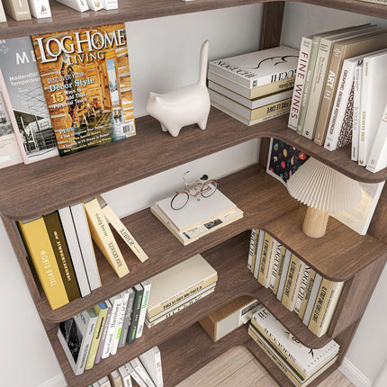 5-Tier L-Shaped Corner Bookshelf with 6 Open Shelves