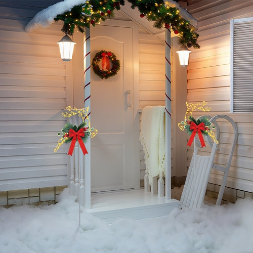 2-Pack LED Christmas Reindeer Pathway Stake Lights – Battery Powered