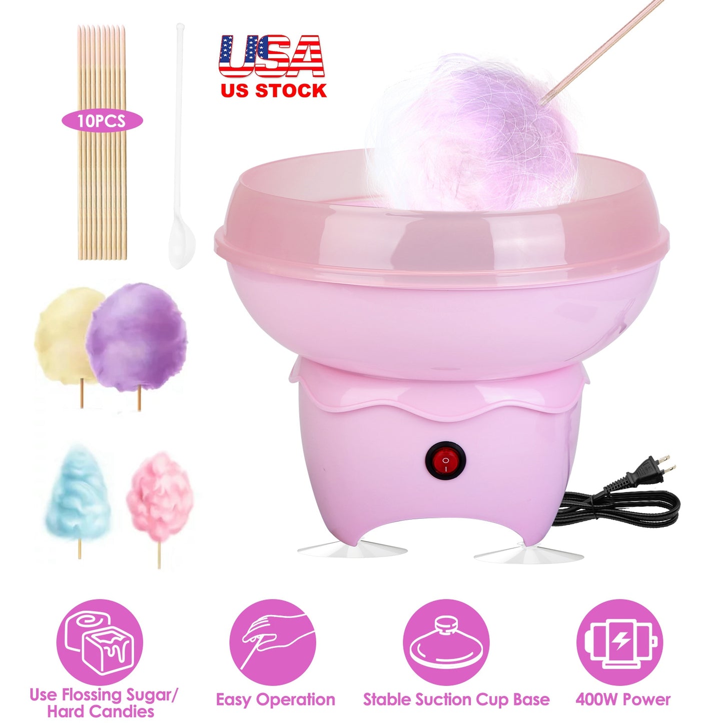Cotton Candy Maker Portable Cotton Candy Machine Electric Cotton Candy Expressfor Kids Christmas Gift Birthday