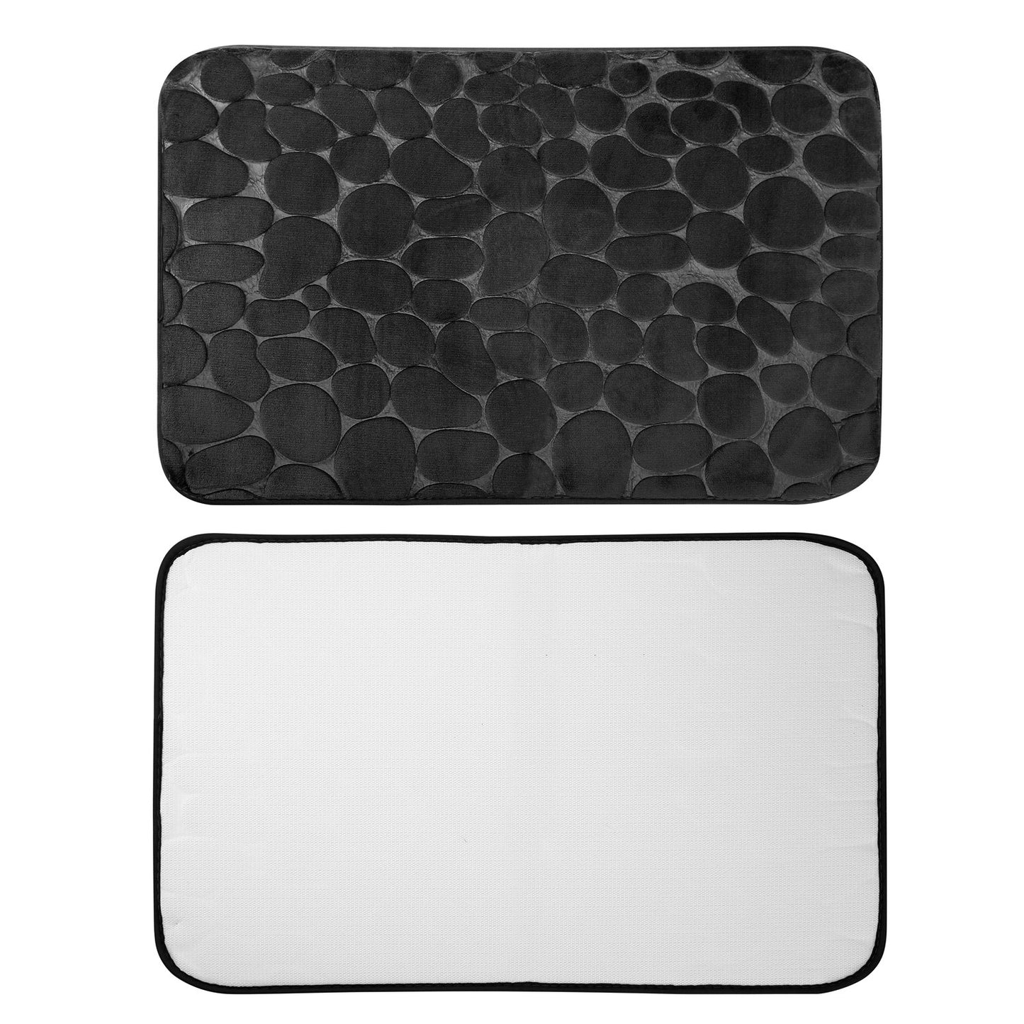 2 Pcs/Set Bathroom Rugs Luxury Flannel Non-Slip Bathroom Rugs Set Soft Pebbles Shower Absorbent Carpet U-Shaped Toilet Mat Washable for Bathroom Entra