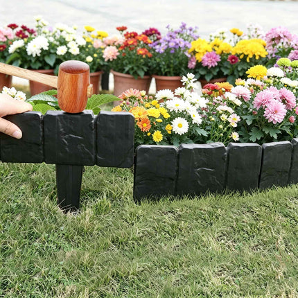 Plastic Garden Lawn Edging 20-Piece Cobblestone Effect