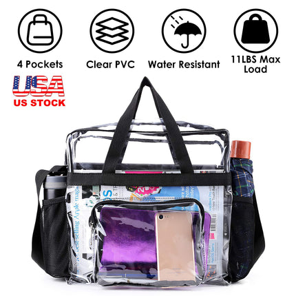 Clear Crossbody Bag Stadium Approved Clear Transparent Shoulder Bag See Through Zip Pouch Tote Bag Handbag with 11LBS Load