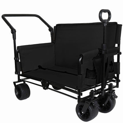 Folding Wagon Cart with Bench Seat & Canopy, 500lbs Capacity