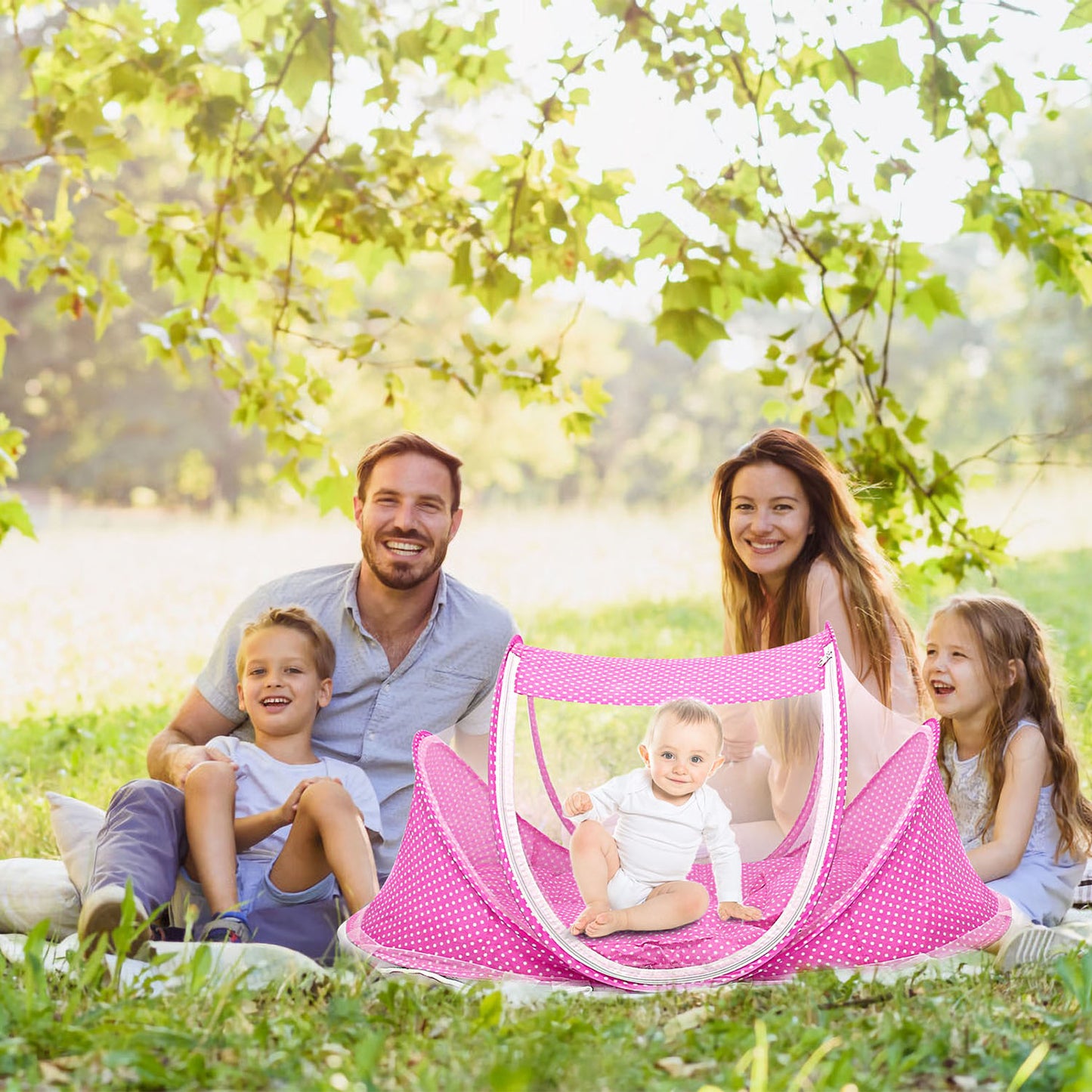 Foldable Baby Travel Bed Portable Infant Mosquito Net Tent Crib Cradle w/ Pillow Mattress Music Box for 0-3 Kids