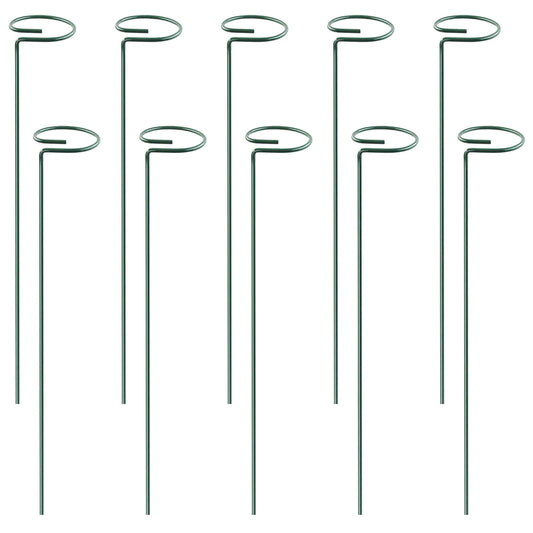 10Pcs 10in Plant Support Stakes Garden Flower Single Stem Support Stake Iron Plant Cage Support Ring For Tomatoes Orchid Lily Peony Rose Flower Amaryl