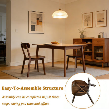 Solid Wood Dining Chair with Curved Backrest