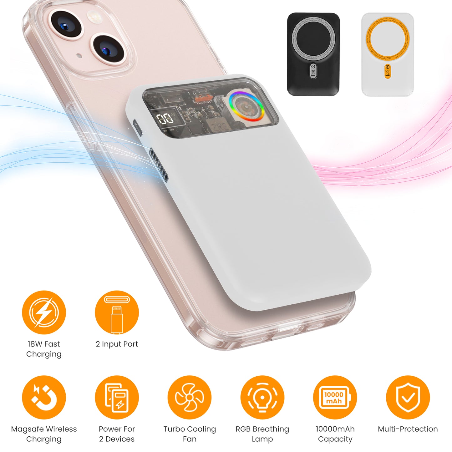 Magsafe Wireless Power Bank 10000mAh Magnetic Portable 18W Fast Charger Fit for IOS Phone 15/14/13/12 Series and More