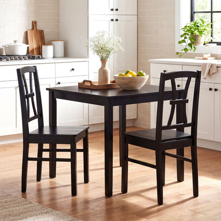 Dining Chairs Set of 2 with Cross Back and Rubber Wood Frame