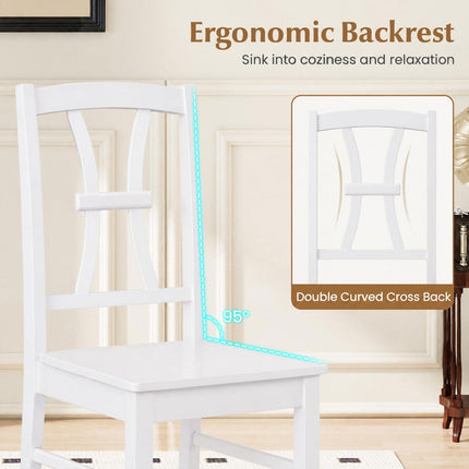 Dining Chairs Set of 2 with Cross Back and Rubber Wood Frame