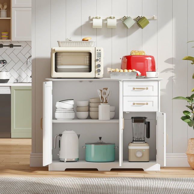 40 Inch Modern Kitchen Sideboard Buffet Cabinet with 2 Drawers and Adjustable Shelf