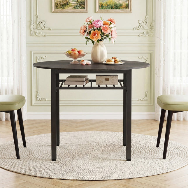 40" Round Dining Table with Storage Shelf for 4 People