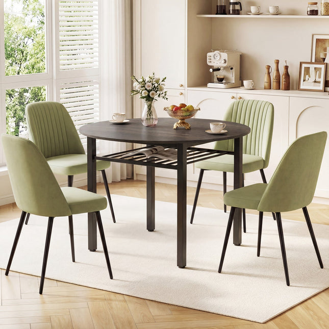 40" Round Dining Table with Storage Shelf for 4 People