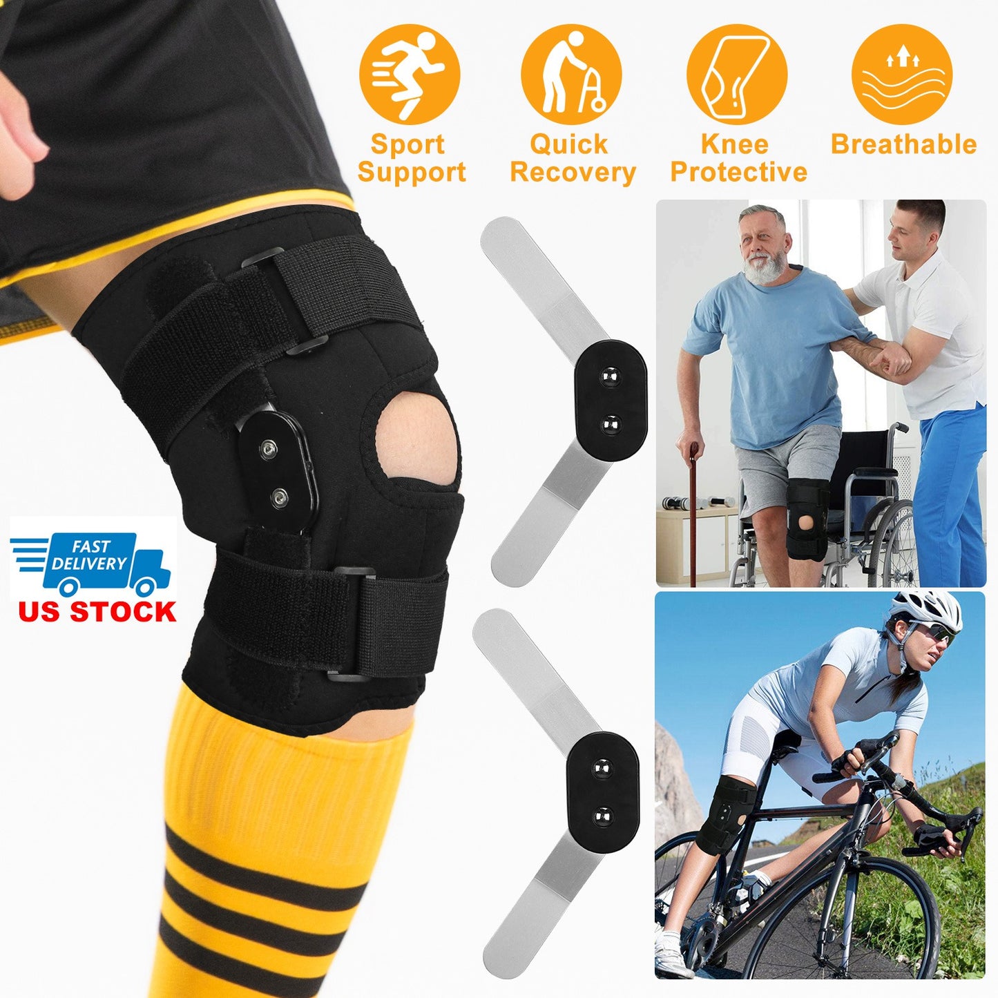 Sport Knee Brace Adjustable Open Patella Knee Support Compression Knee Wrap For Running Climbing Pain Relief Recovery of Injured Knee