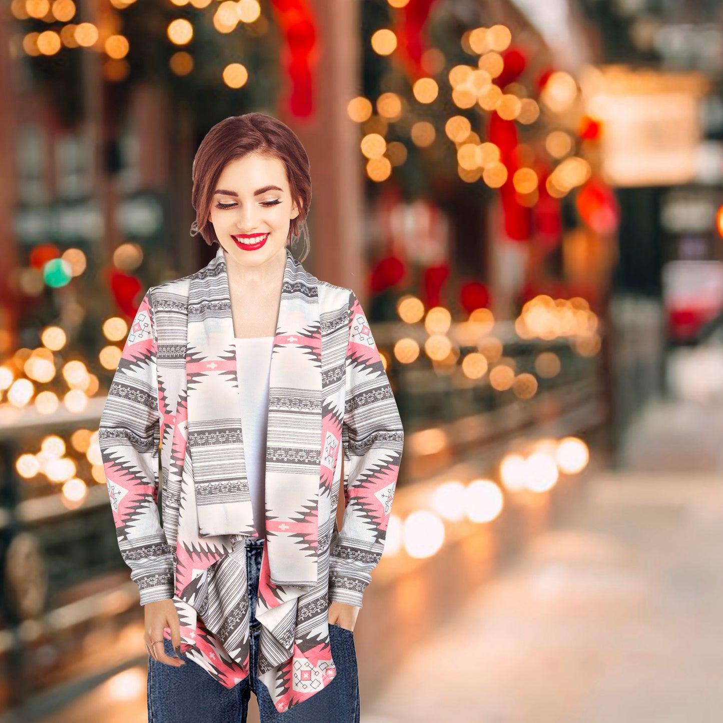 Women Open Front Cardigan Long Sleeve Shawl Neck Breathable Cardigan Well Collection w/ T-Shirt Tank Jeans Leggings