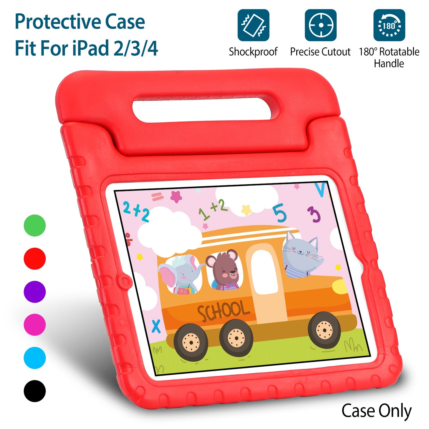 Protective Case Fit For iPad 2 3 4 Shockproof Hard Kid Tablet PC Protection Cover W/ Foldable Handle
