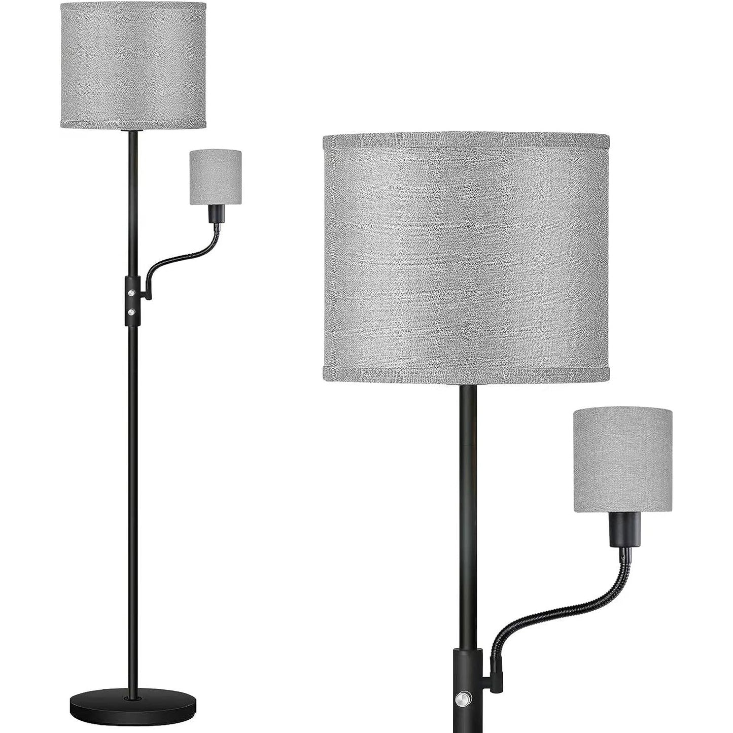 67.32In Mother Daughter Floor Lamp with Linen Shade 3200K Brightness 360¡ Adjustable Reading Light Modern Decoration Standing Lamp for Living Room Bed